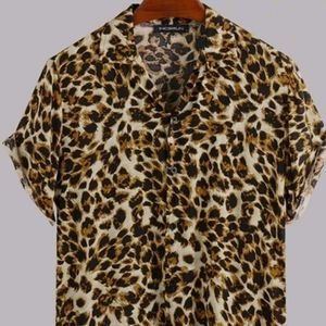 Incerun Leopard Print Men Top